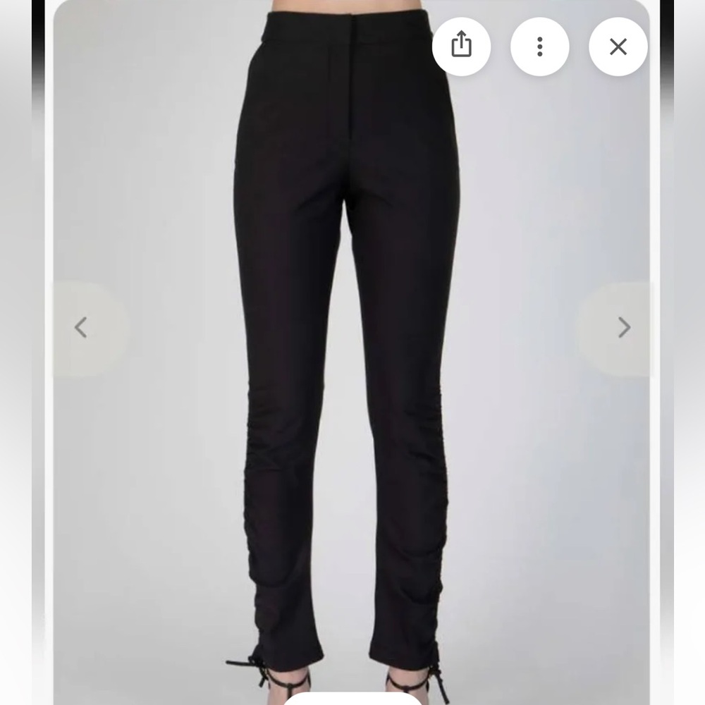 10 Crosby Derek Lam Black Ruched Slim-Leg Pants